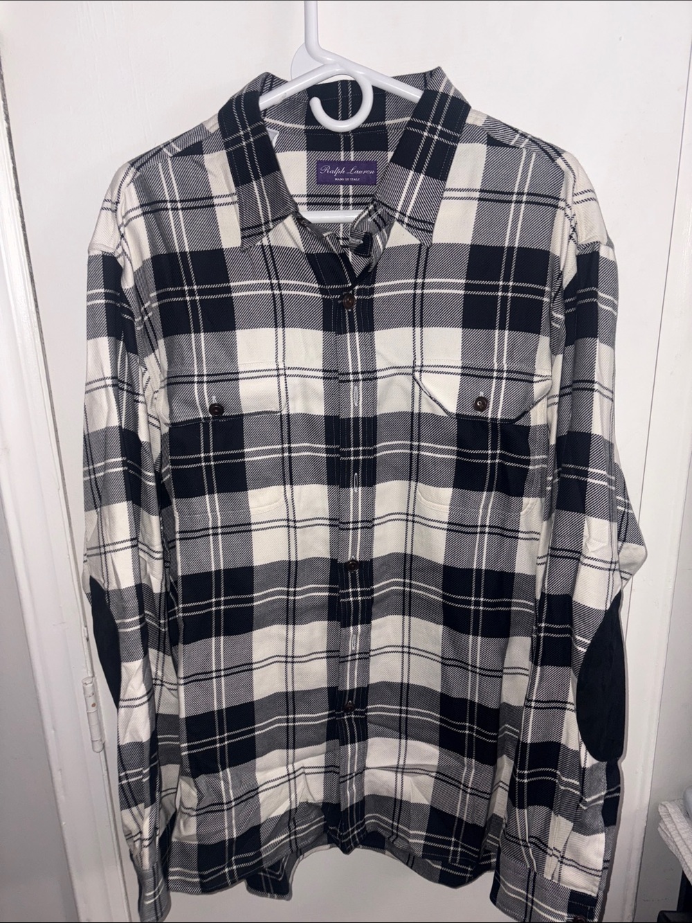 Ralph Lauren Purple Label Black & White Plaid Button-Down Shirt